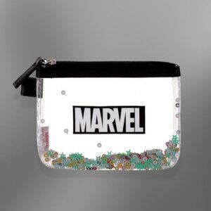 Miniso Marvel PVC Coin Purse Sequin Accents Space-Saving Black Clear OS NWT